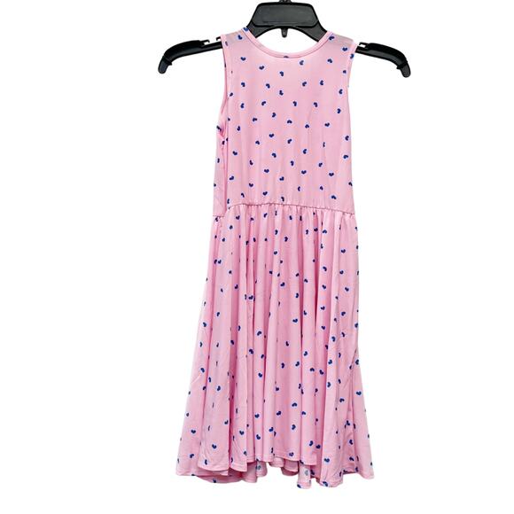 Dot Dot Smile Girls Tank Dress Pink With Blue Hearts Size 7 - Picture 5 of 5